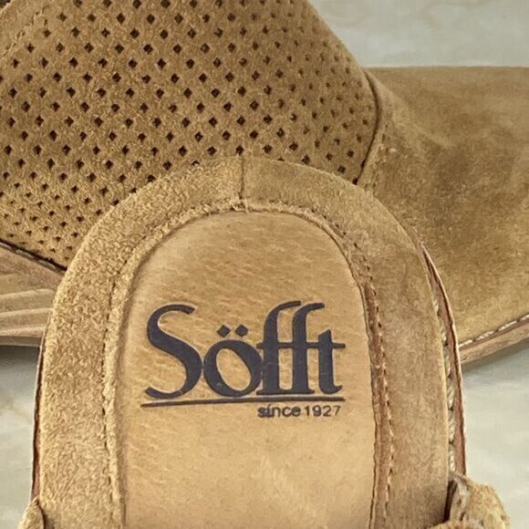 Sofft Slingback Heels Womens Size 9 Brown Suede Leather Sable Mule Wedge Clogs - Picture 13 of 13